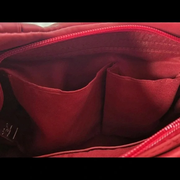 Badgley Mischka Red Ruched Leather Hobo - Picture 10 of 10